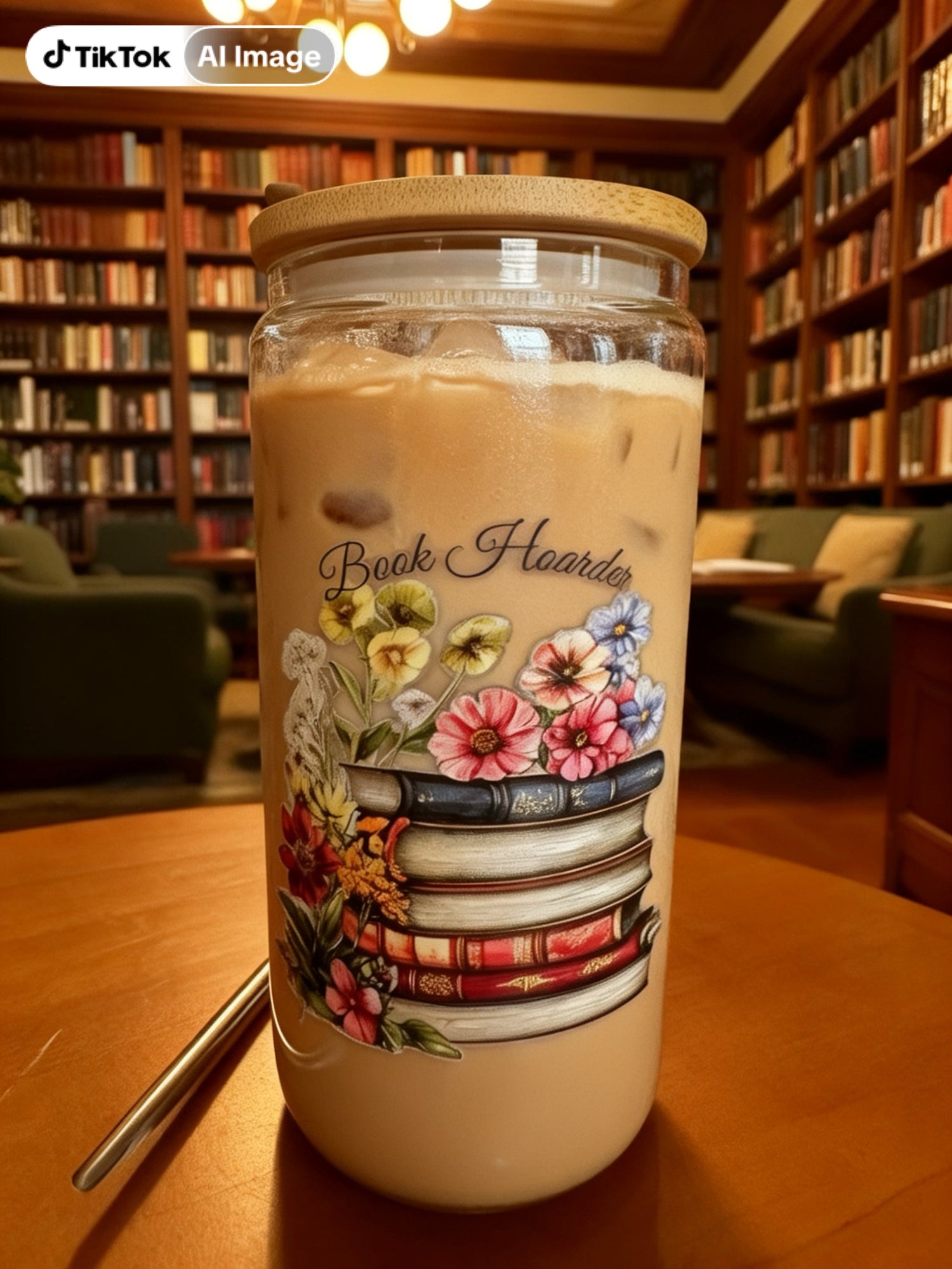 Drinking Glass with Bamboo Lid & Stainless-Steel Straw