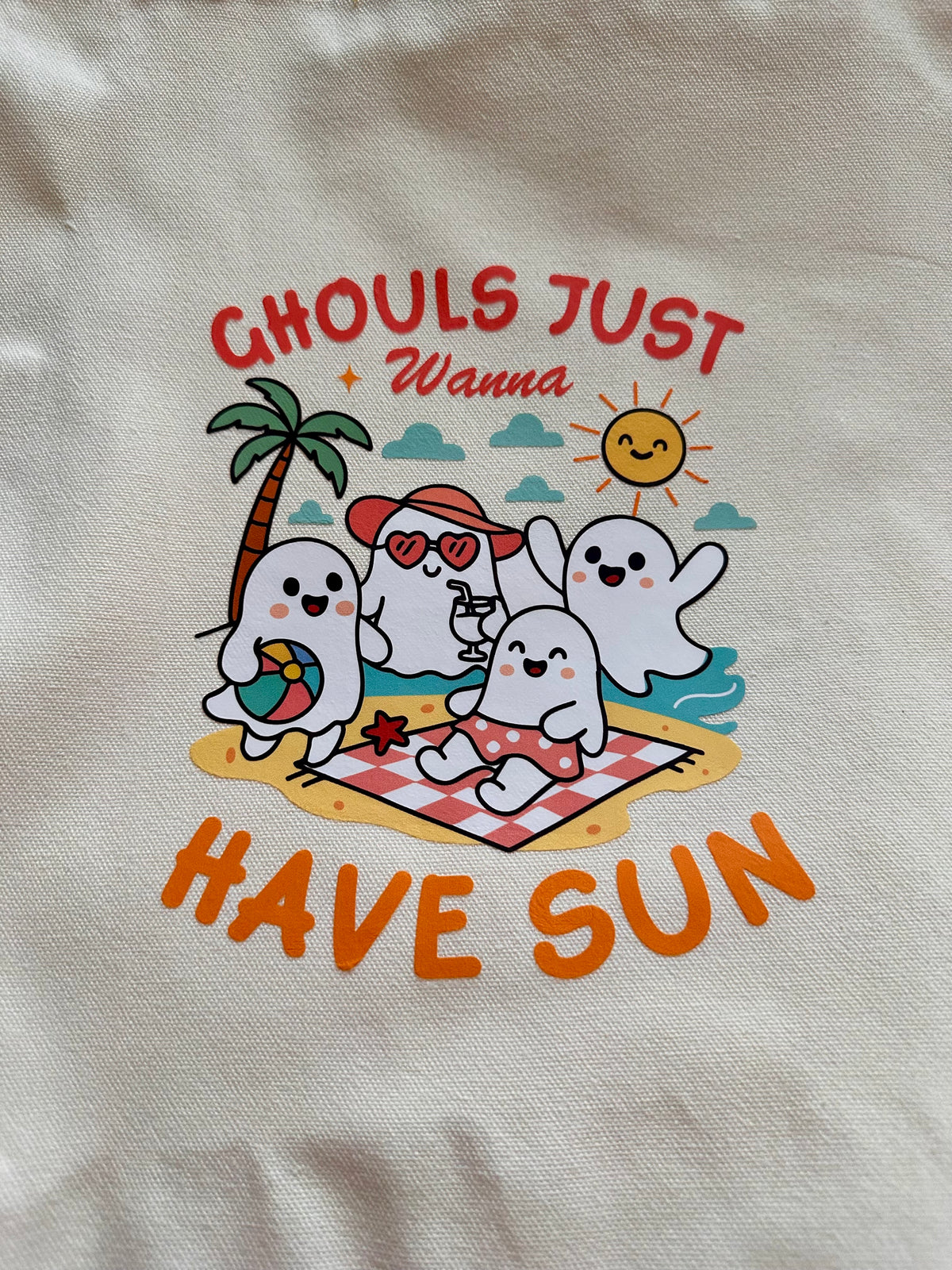 👻☀️ Summerween Canvas Tote | Spooky Vibes & Sunny Skies Tote Bag