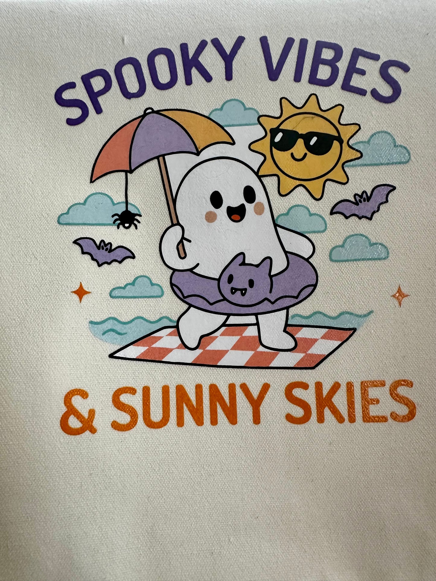👻☀️ Summerween Canvas Tote | Spooky Vibes & Sunny Skies Tote Bag
