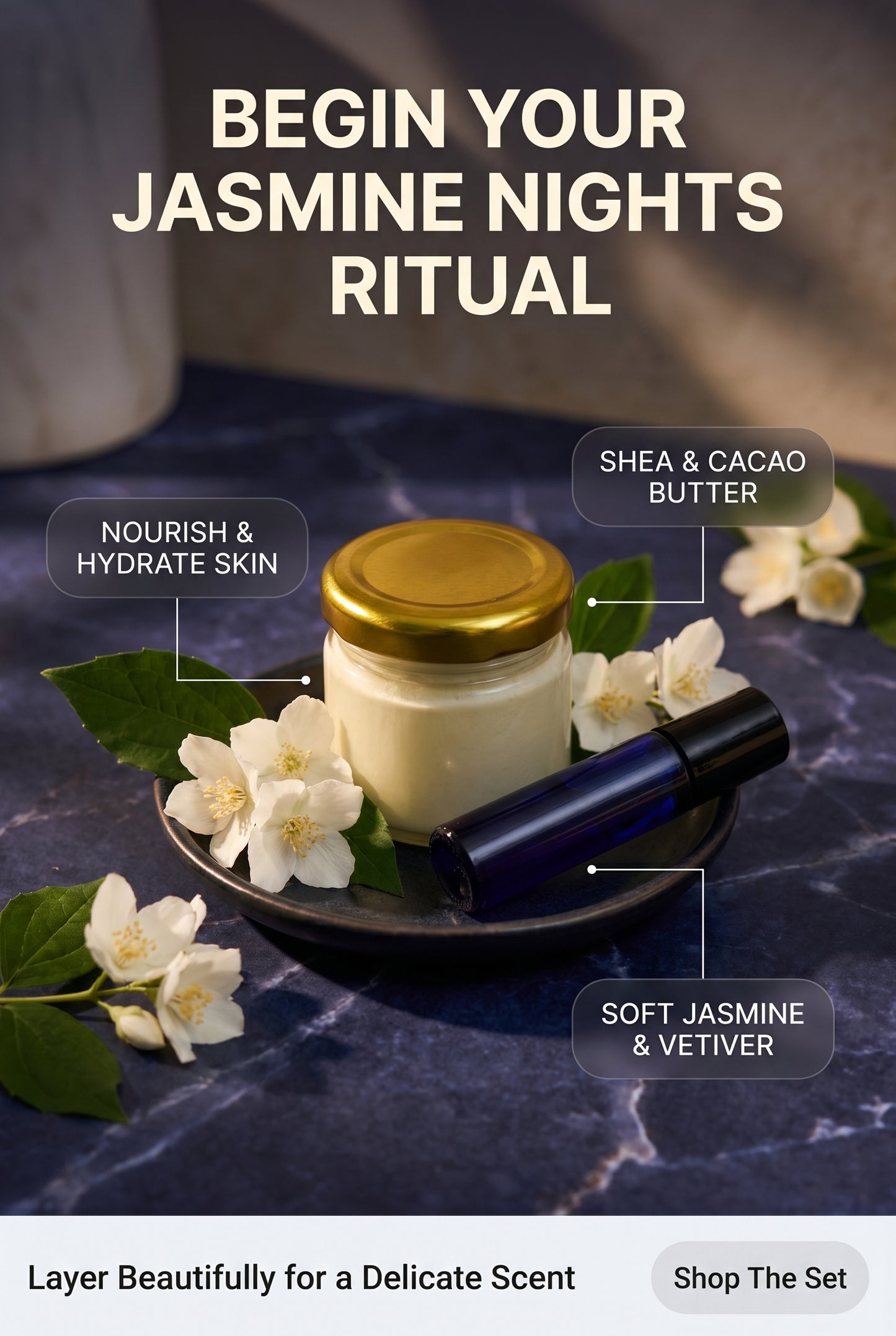 🌙 Jasmine Nights Ritual Set | Body Butter & Aromatherapy Oil Roller