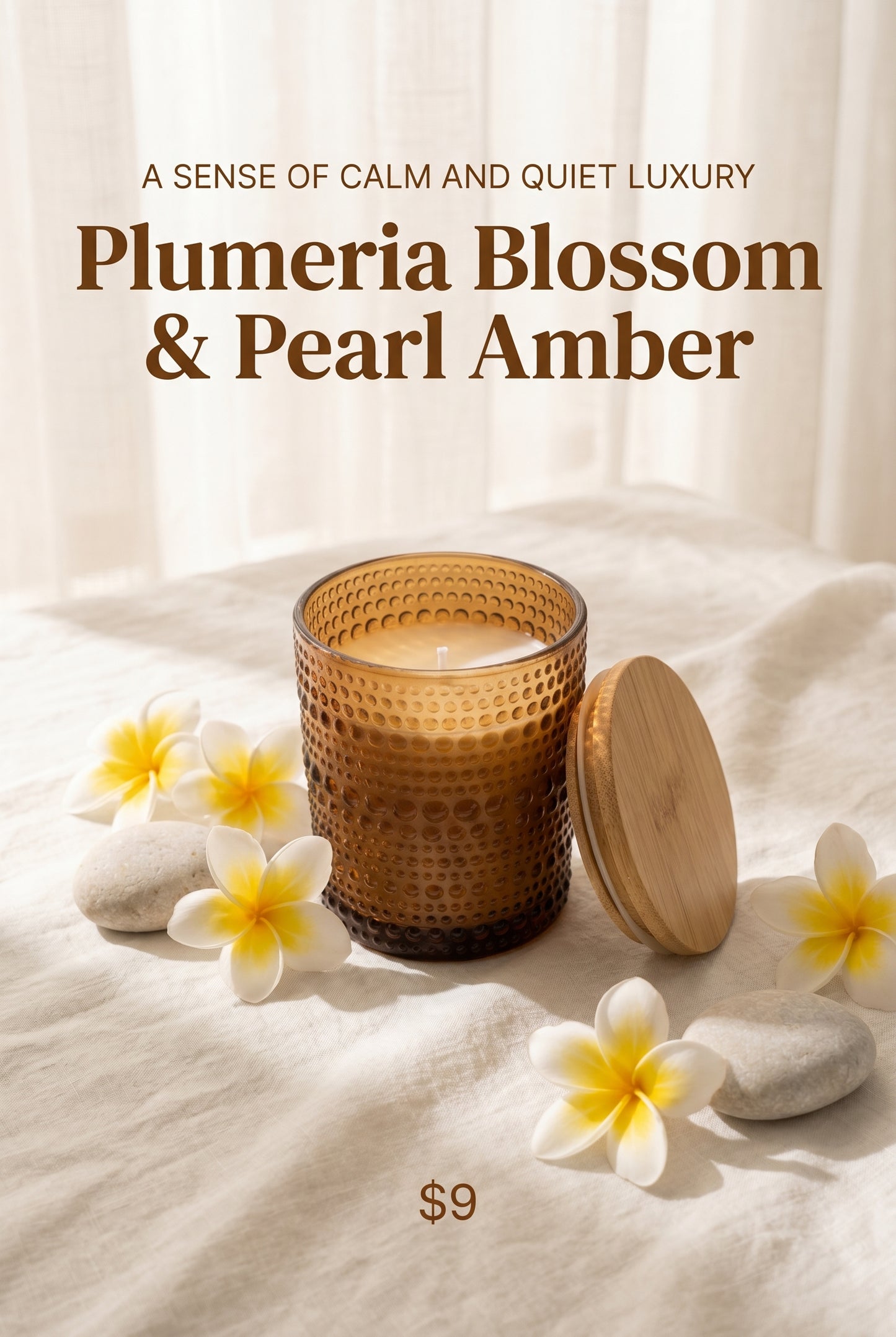 Plumeria Blossom | Pearl Amber Glass Candle
