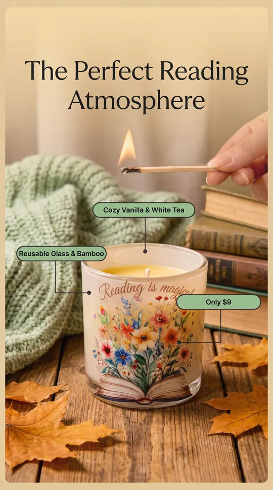 📚 Bookish Candle | Cozy Vanilla & White Tea Candle for Readers