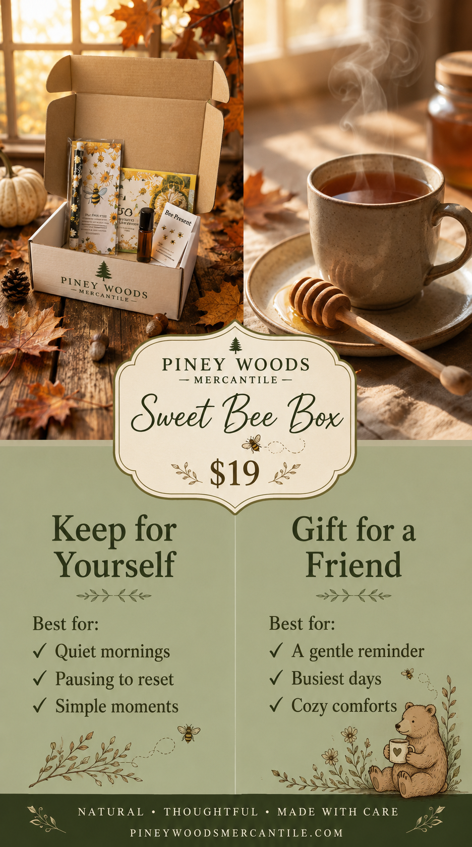 🐝 Sweet Bee Box | Bee-Themed Gift Box with Tea, Honey & Cozy Essentials