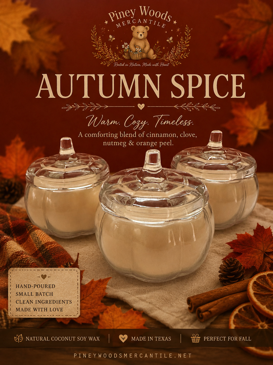 🍁 Autumn Spice Pumpkin Candle | Coconut Soy Wax Fall Candle