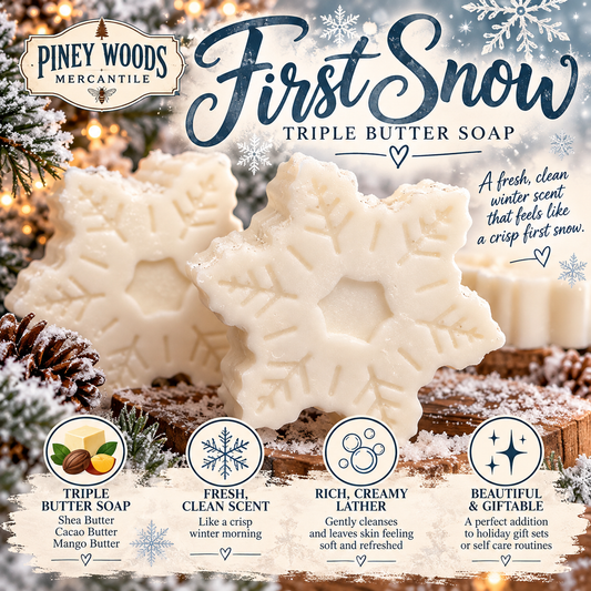 First Snow Snowflake Soap | Triple Butter Handmade Christmas Bar Soap ❄️