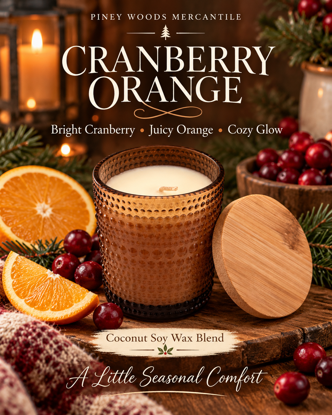 Cranberry Orange Scented Candle – 6 oz. Coconut Soy Wax Blend